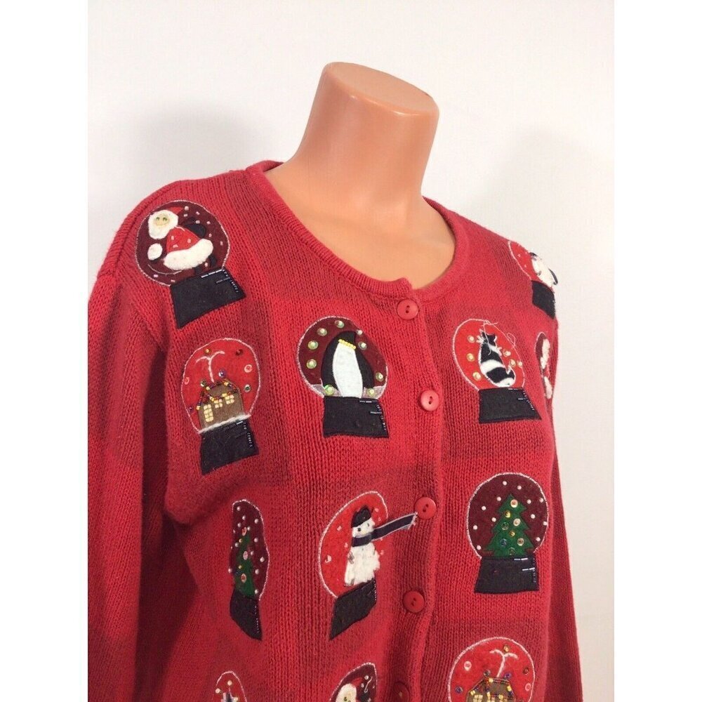 Holiday Lodge Christmas Cardigan Sweater Womens Medium - Picture 3 of 6